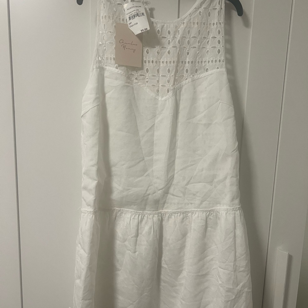Charles Henry White Halter Mini Sundress